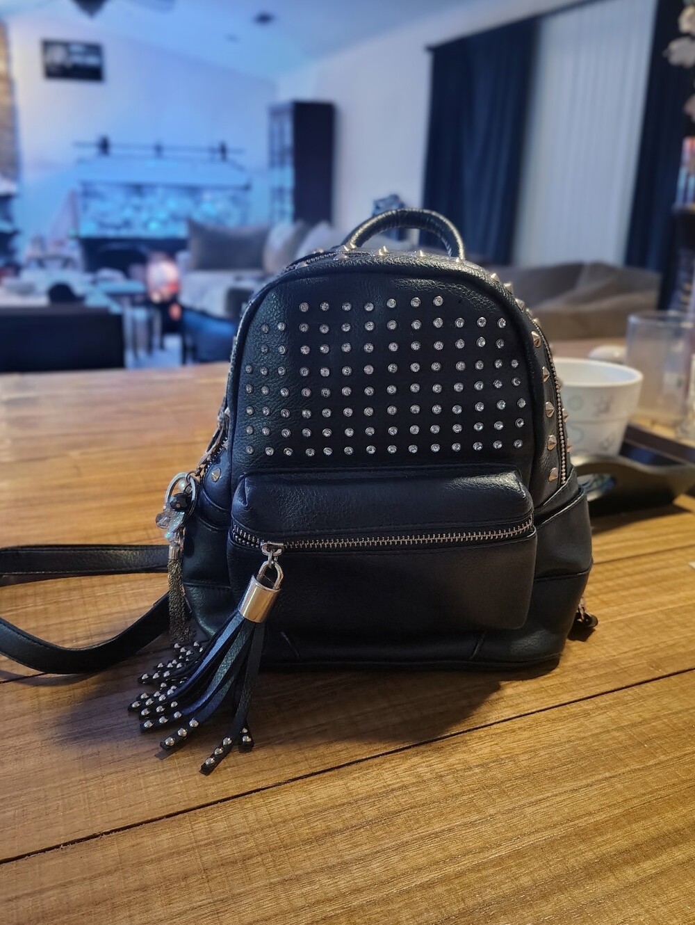 Bebe  Studded Black Mini Backpack Handbag